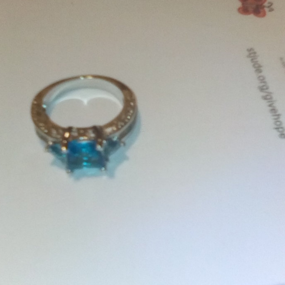Aqua blue stone glass ring